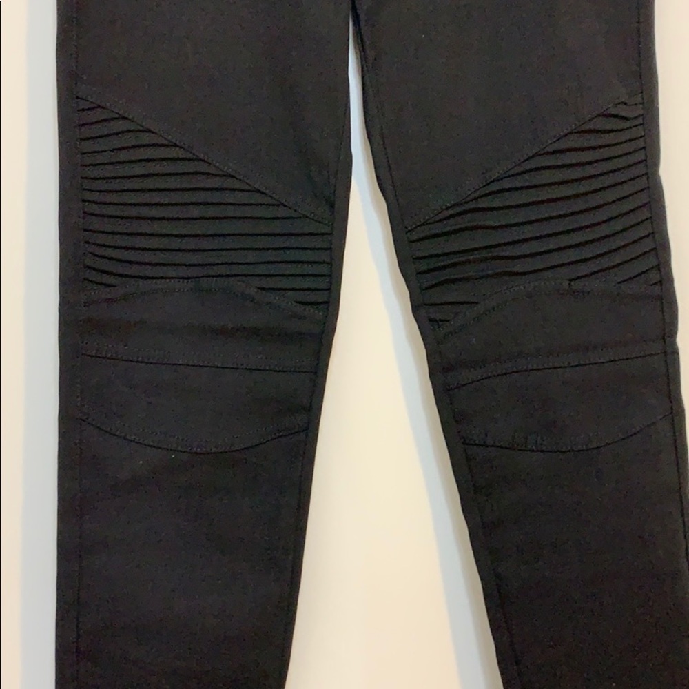 L/XL Black Moto Stretchy Biker Leggings - Picture 2 of 6